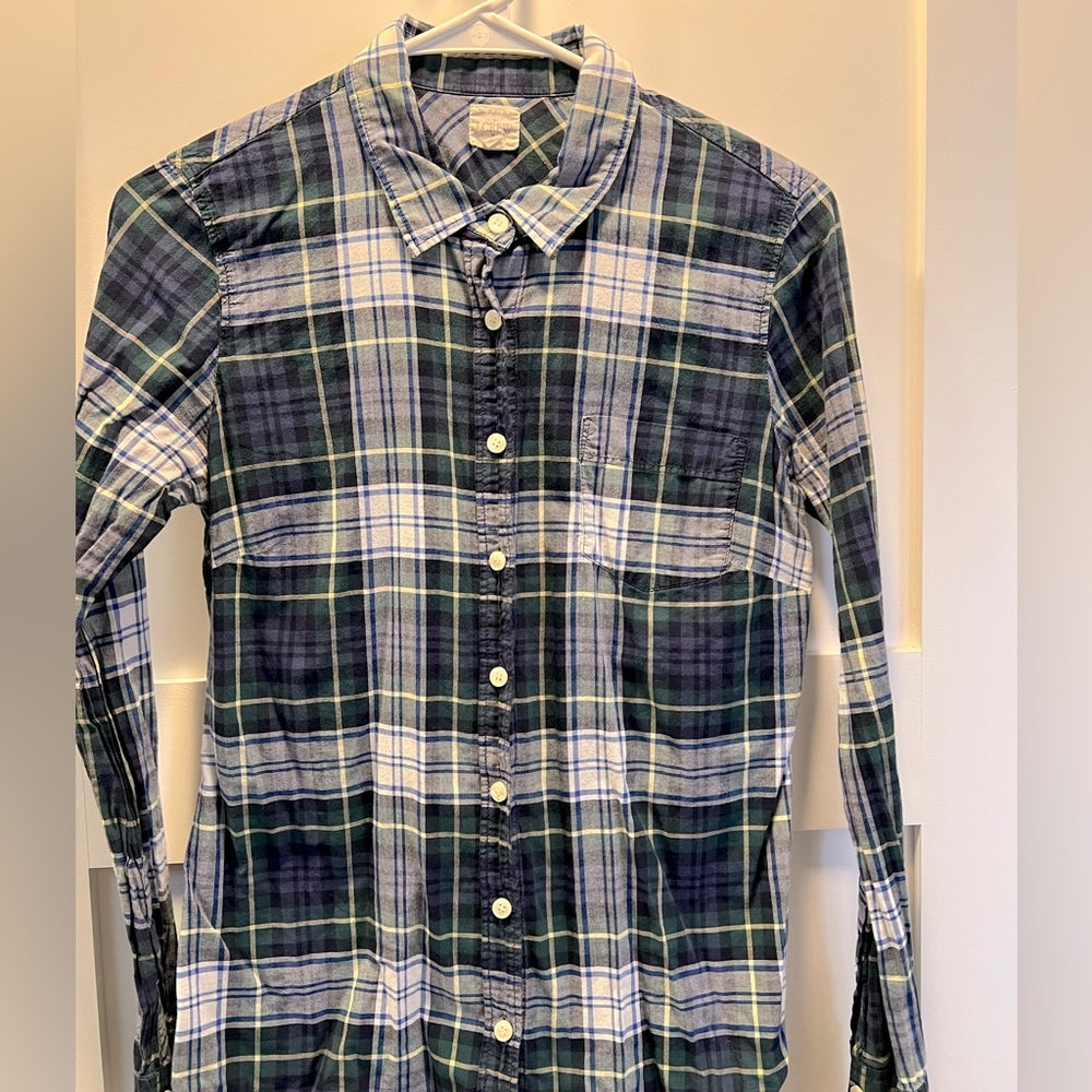 J.Crew cotton poplin plaid button down shirt